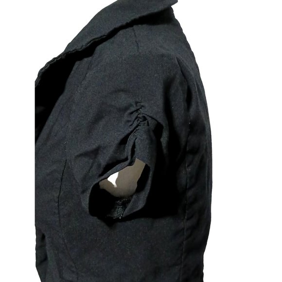 Rampage Black Bolero Shacket Women's Size M Cropped Jacket Ruched Short Cap Slee - Picture 5 of 11